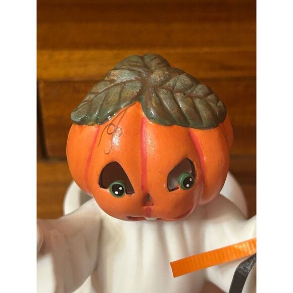 Vtg 1995 New Holland Pumpkin Faced Ghost Planter Candle  Holder Ceramic - Picture 9 of 12